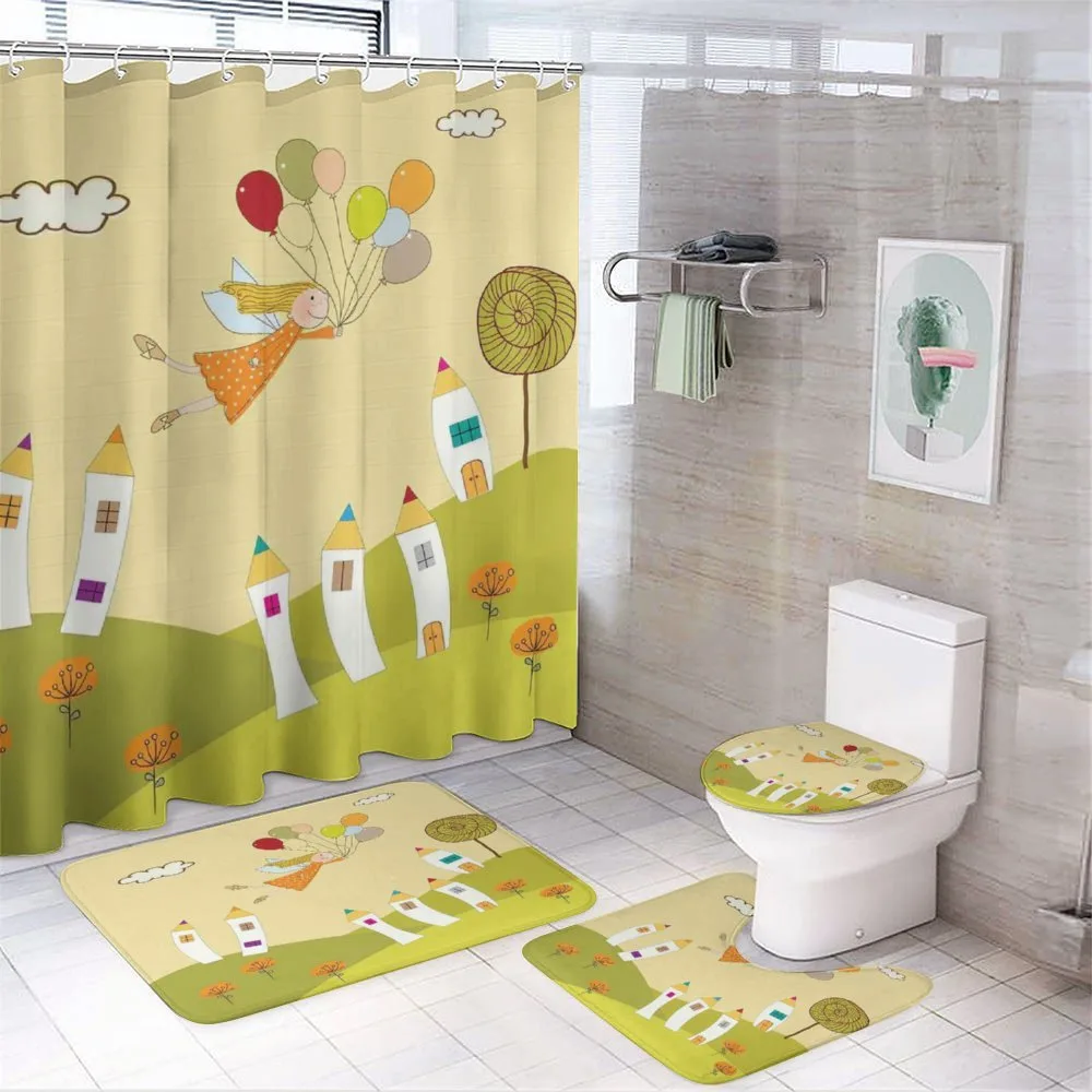 Fairy Flying over City — 4-Piece Bathroom Set preview