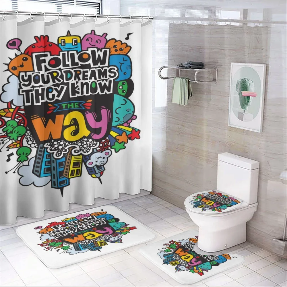 Monster Doodle Positive Words — 4-Piece Bathroom Set preview