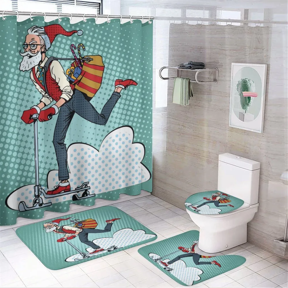 Pop Art Hipster Santa — 4-Piece Bathroom Set preview