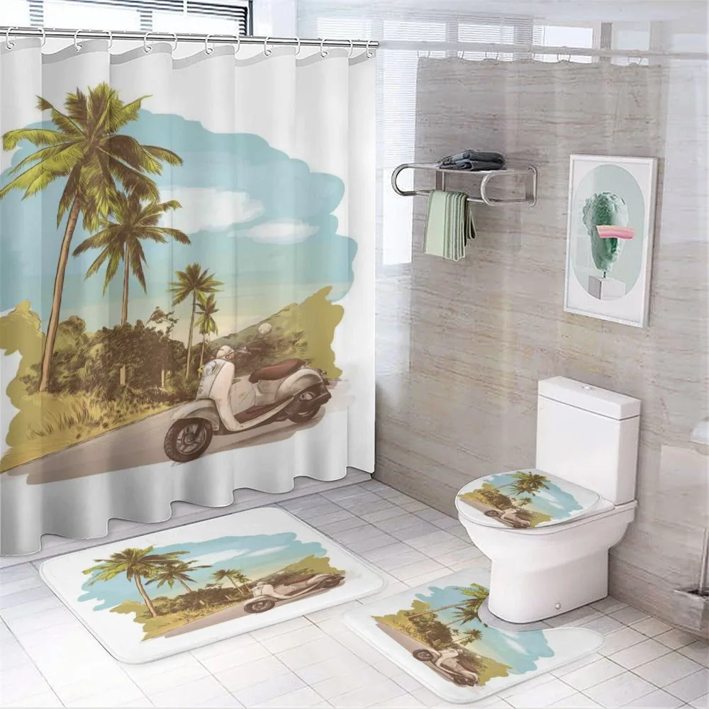 Vintage Scooter in Jungle — 4-Piece Bathroom Set preview