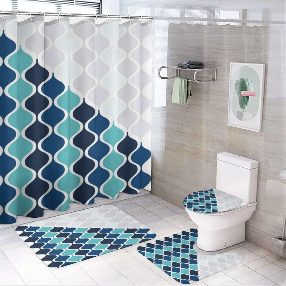 Wavy Stripes Spirals — 4-Piece Bathroom Set preview