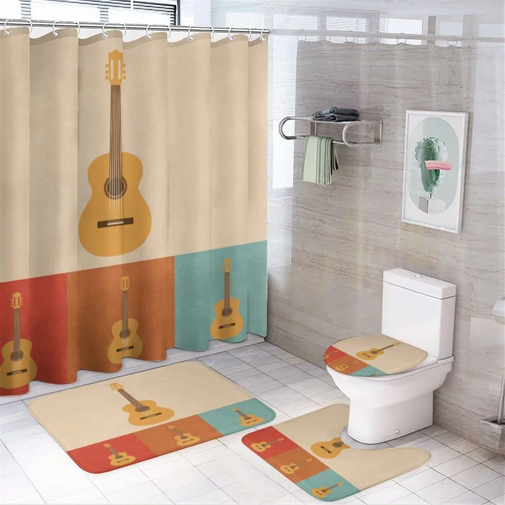 Acoustic Guitars Retro — 4-Piece Bathroom Set preview