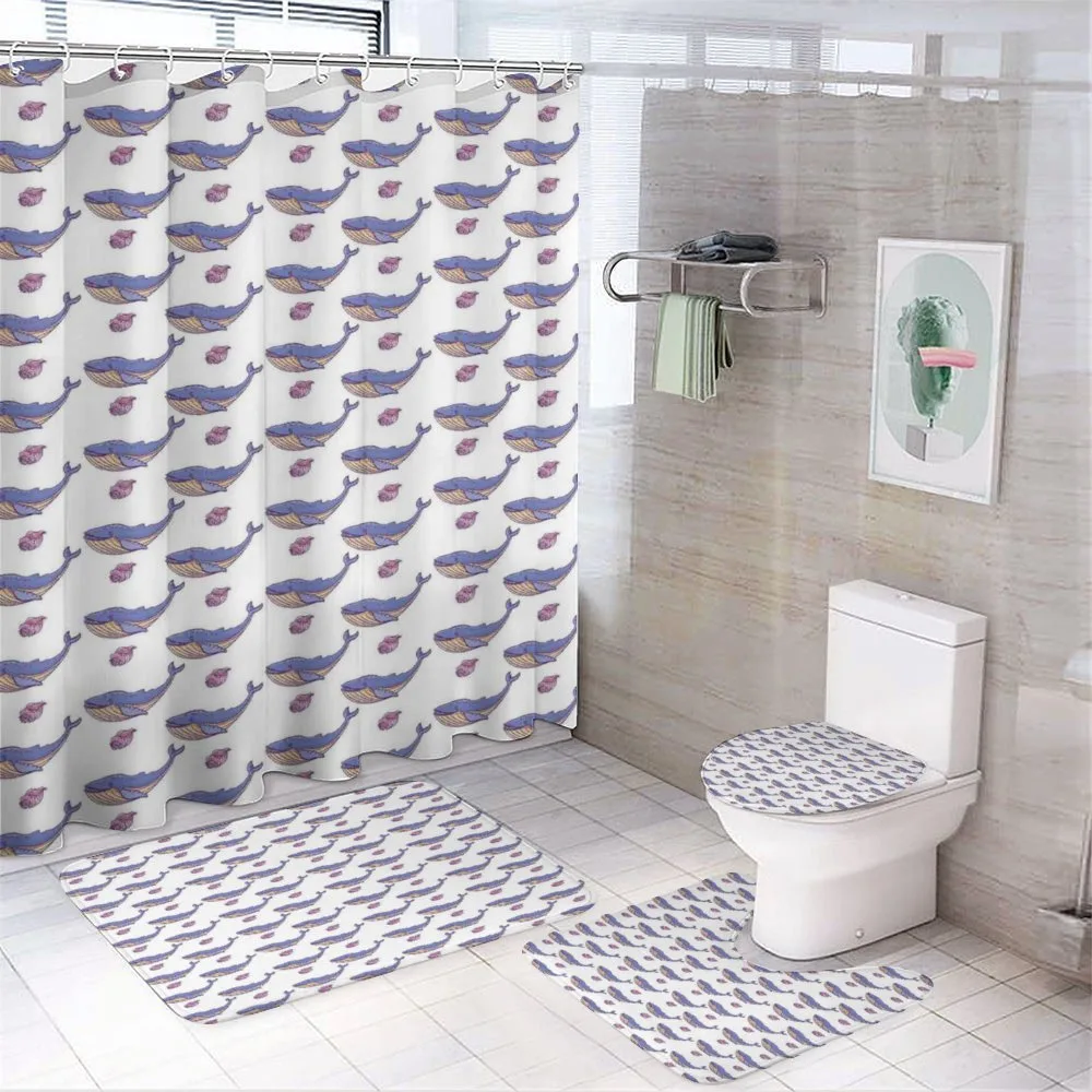 Jolly Blue Whale Seashell — 4-Piece Bathroom Set preview