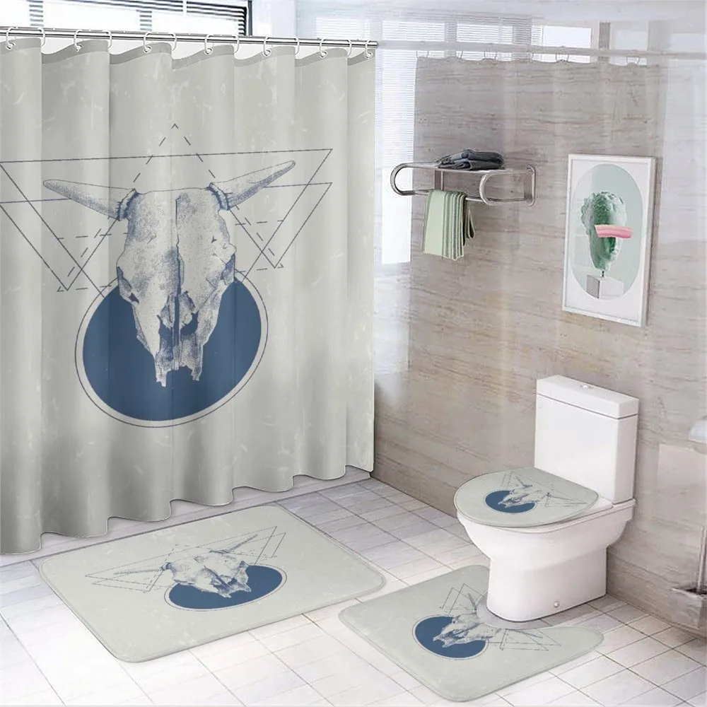 Skull Bull Horns Vintage — 4-Piece Bathroom Set preview