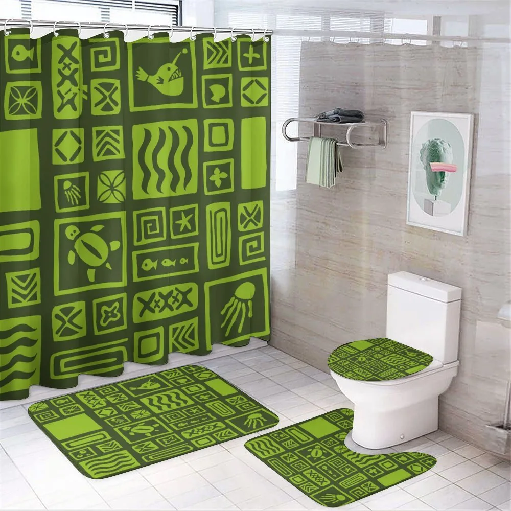 Tiki Pattern Aloha Doodling — 4-Piece Bathroom Set preview