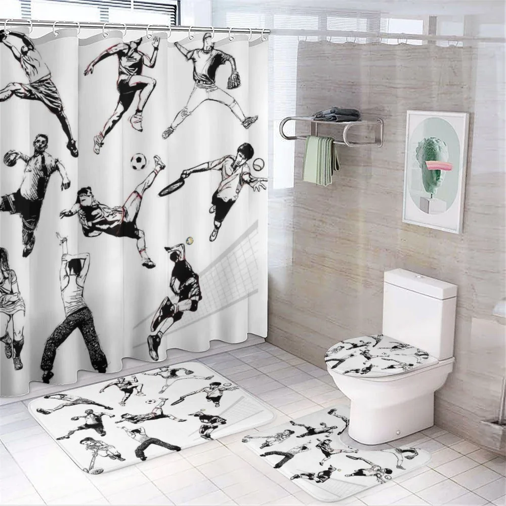 Various Sports Athletes 4-Piece Bathroom Set product video