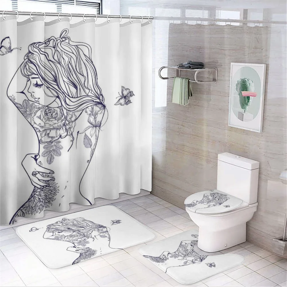 Woman Floral Botanical Art — 4-Piece Bathroom Set preview