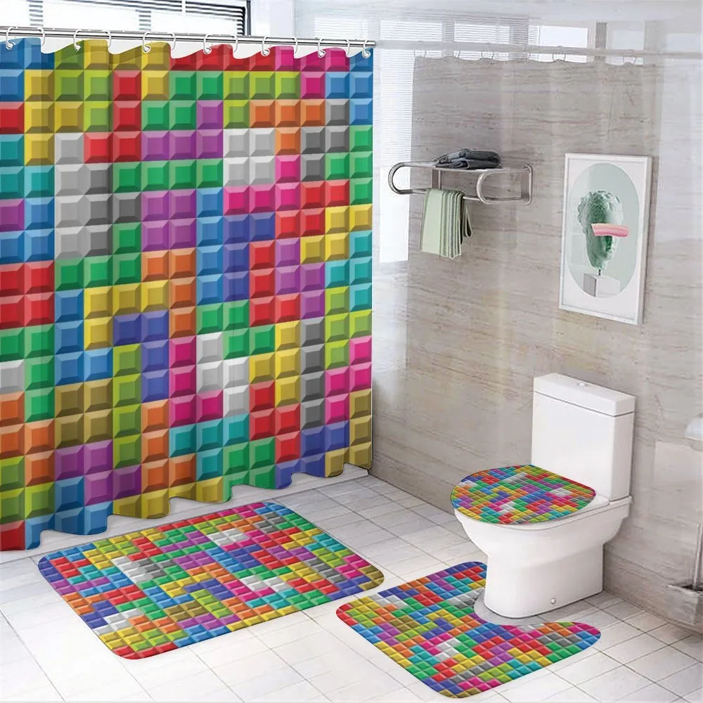 Colorful Blocks Art — 4-Piece Bathroom Set preview