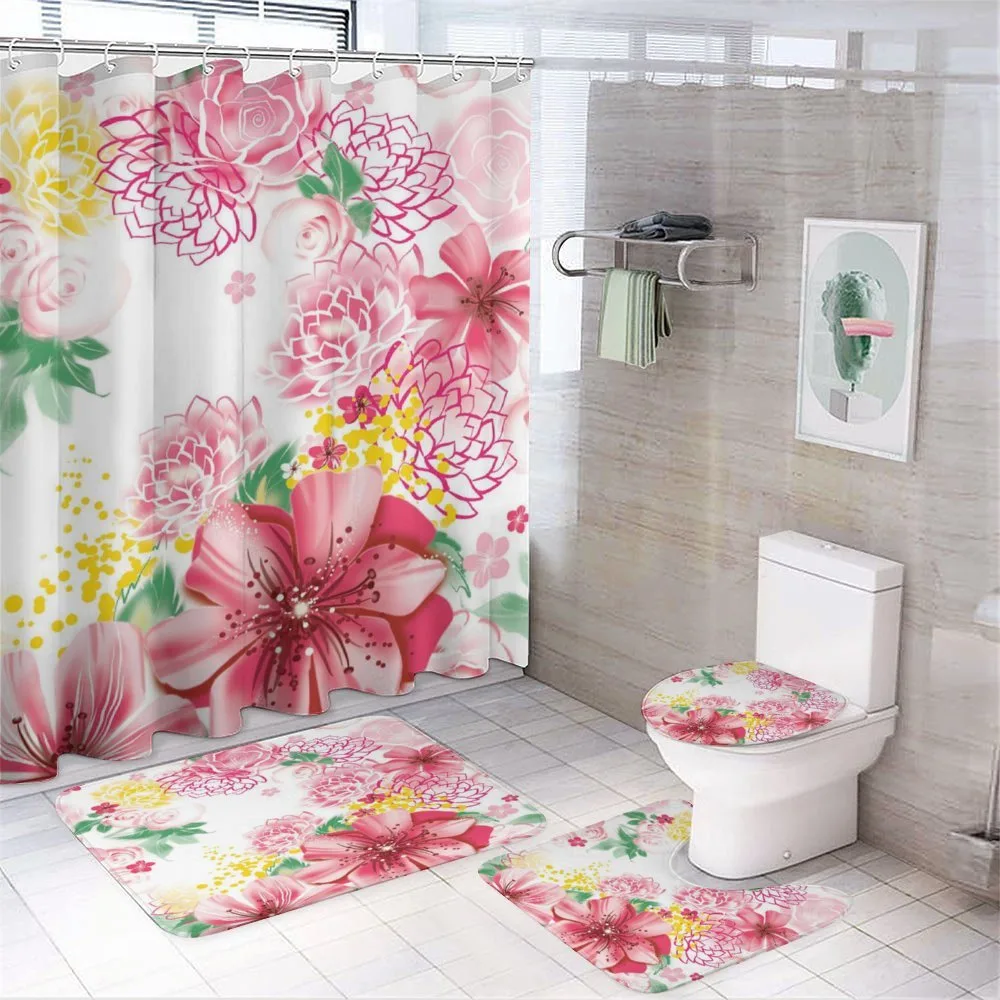Flowers and Dots — 4-Piece Bathroom Set preview