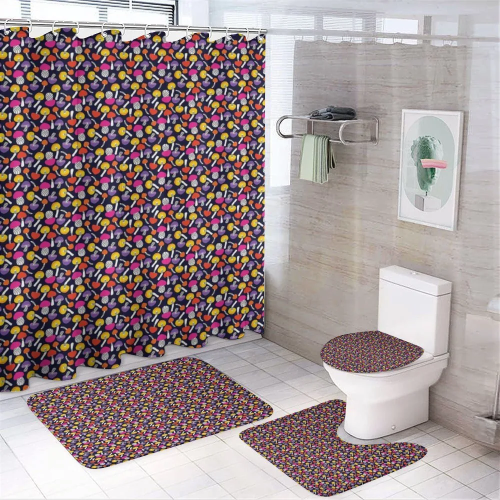 Funny Colorful Toadstools — 4-Piece Bathroom Set preview