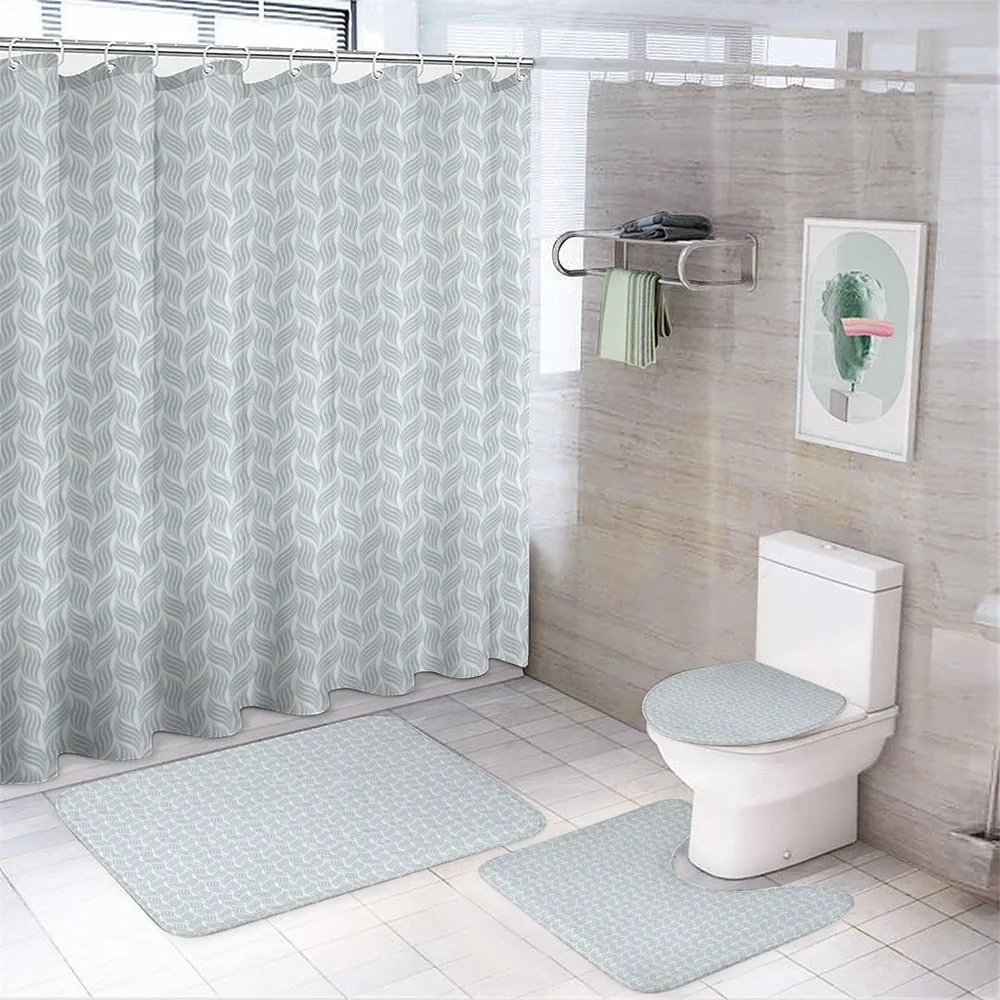 Pastel Monochrome Waves 4-Piece Bathroom Set product video