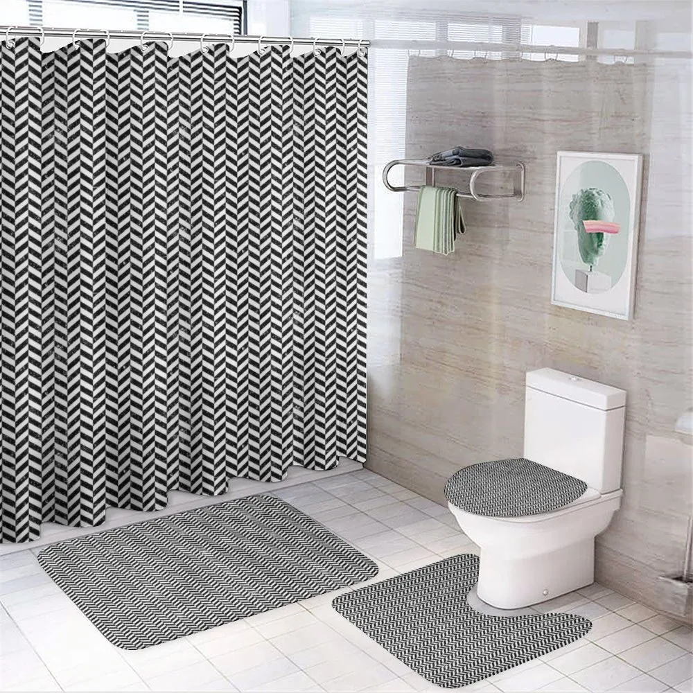 Vintage Chevron Zigzags — 4-Piece Bathroom Set preview