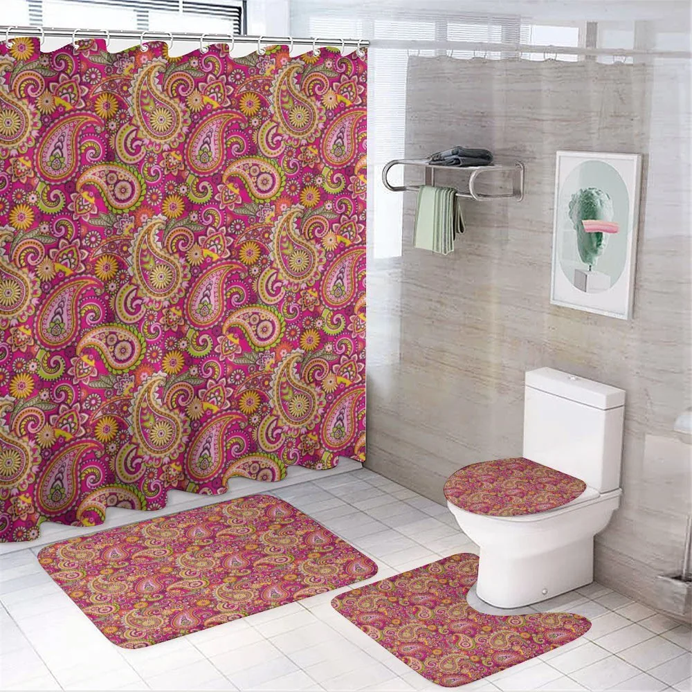 Vivid Flowers and Dots — 4-Piece Bathroom Set preview