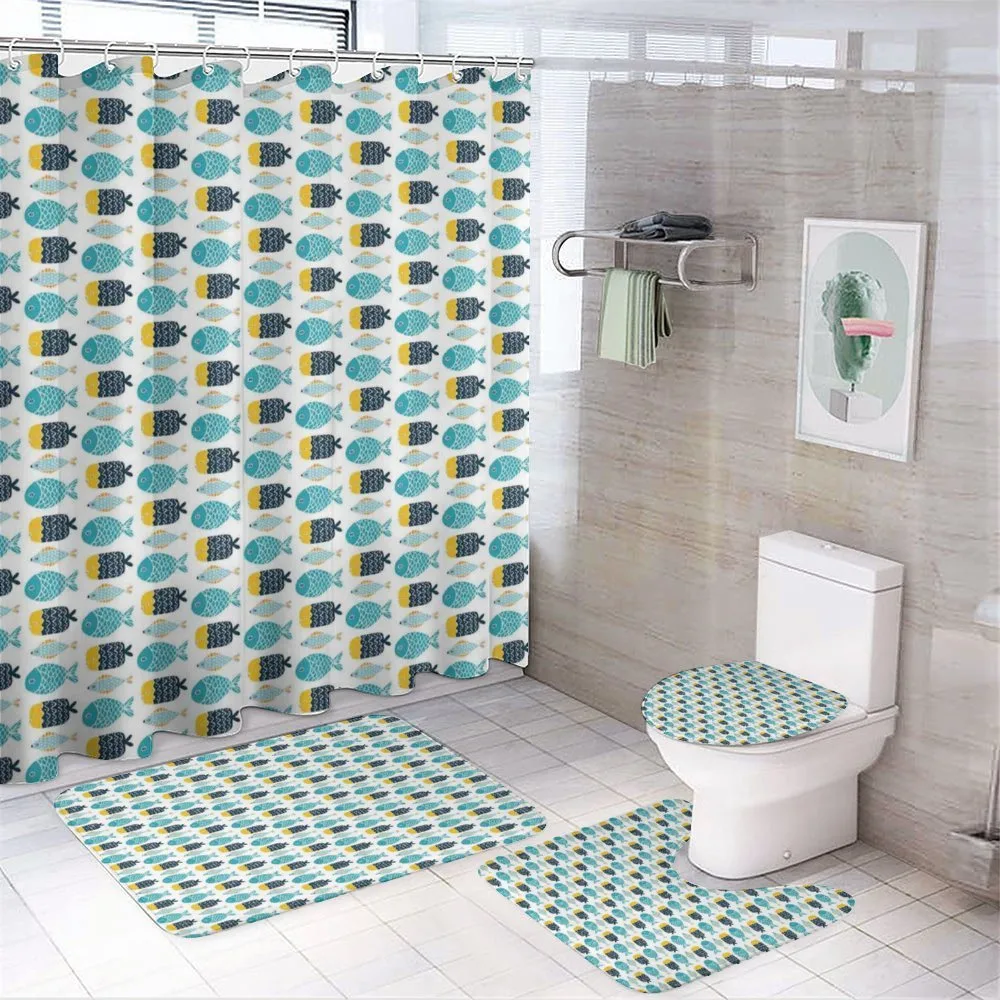 Cartoon Style Scale Motifs — 4-Piece Bathroom Set preview