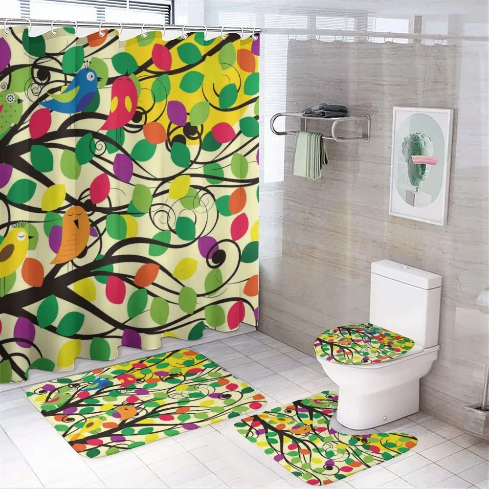 Happy Birds Colorful Tree — 4-Piece Bathroom Set preview