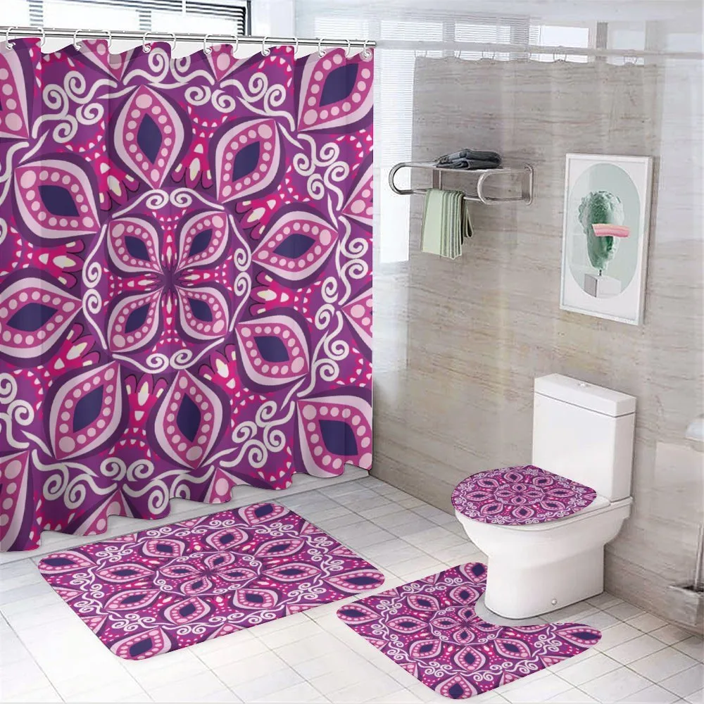 Lace Trippy Flowers Leaf — 4-Piece Bathroom Set preview