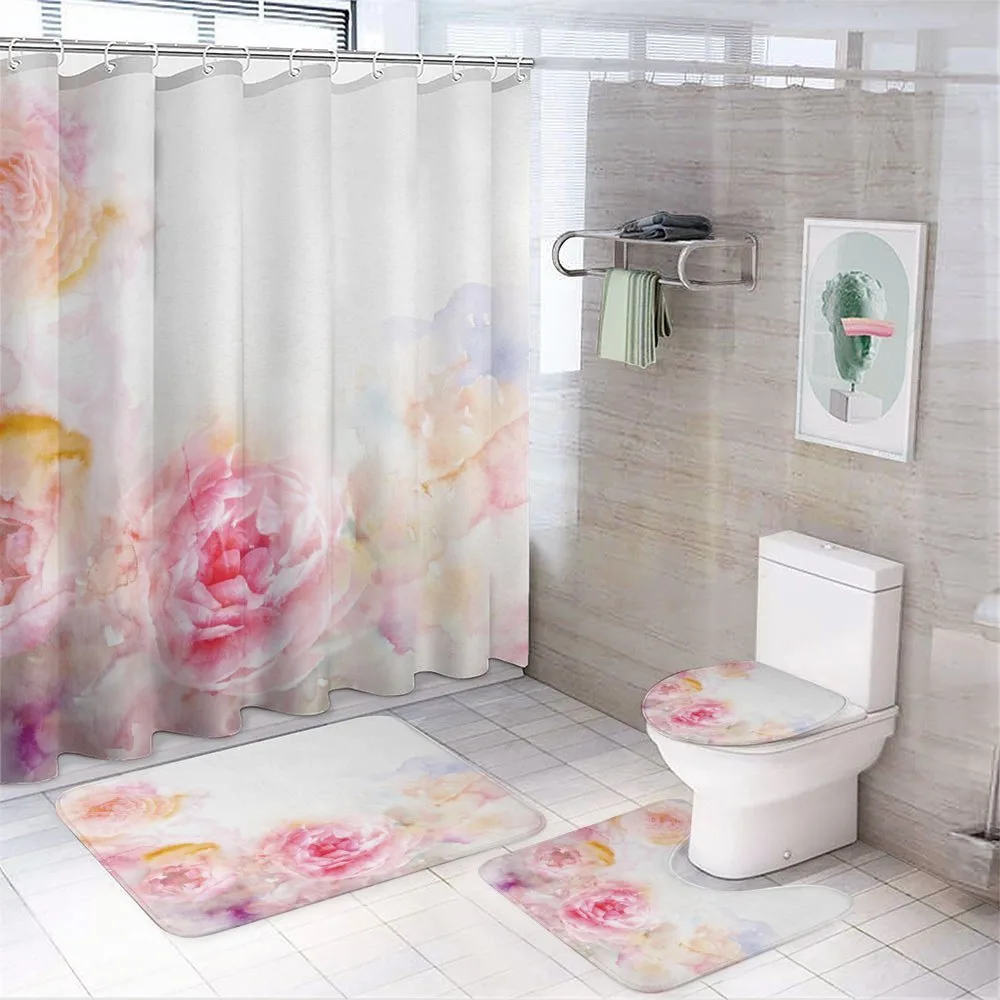 Pale Pink Roses — 4-Piece Bathroom Set preview