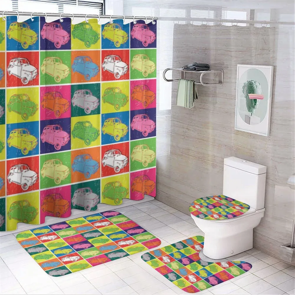 Pop Art Style Italian Cars — 4-Piece Bathroom Set preview