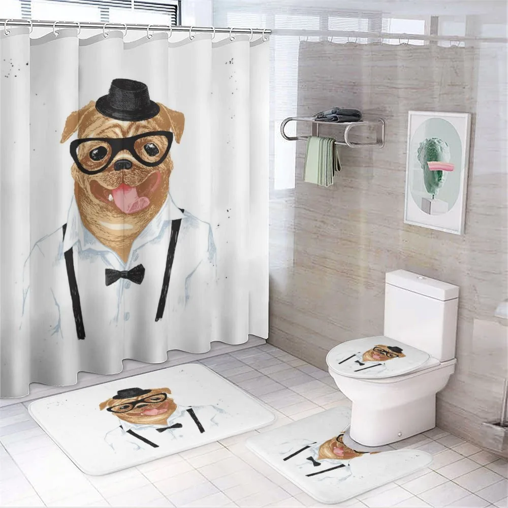 Pug with Formal Clothing — 4-Piece Bathroom Set preview