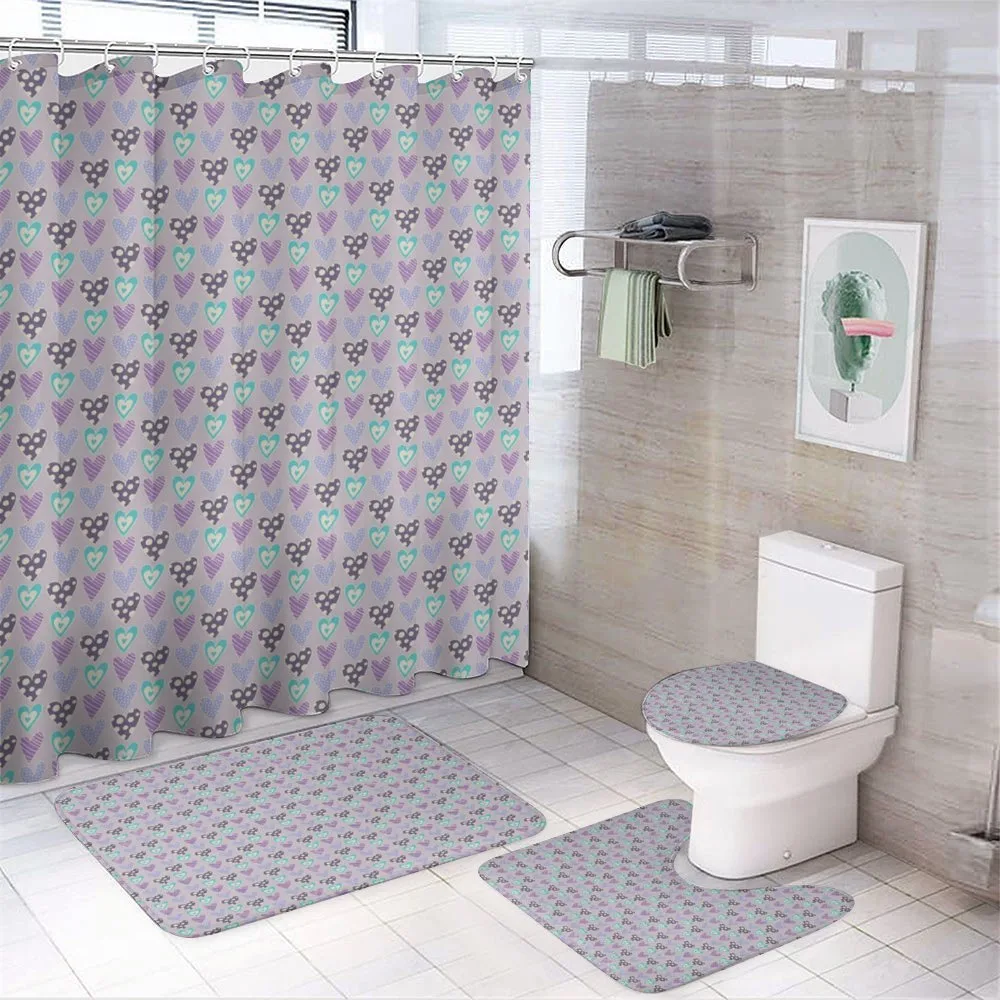 Romance Love Motifs Dots — 4-Piece Bathroom Set preview