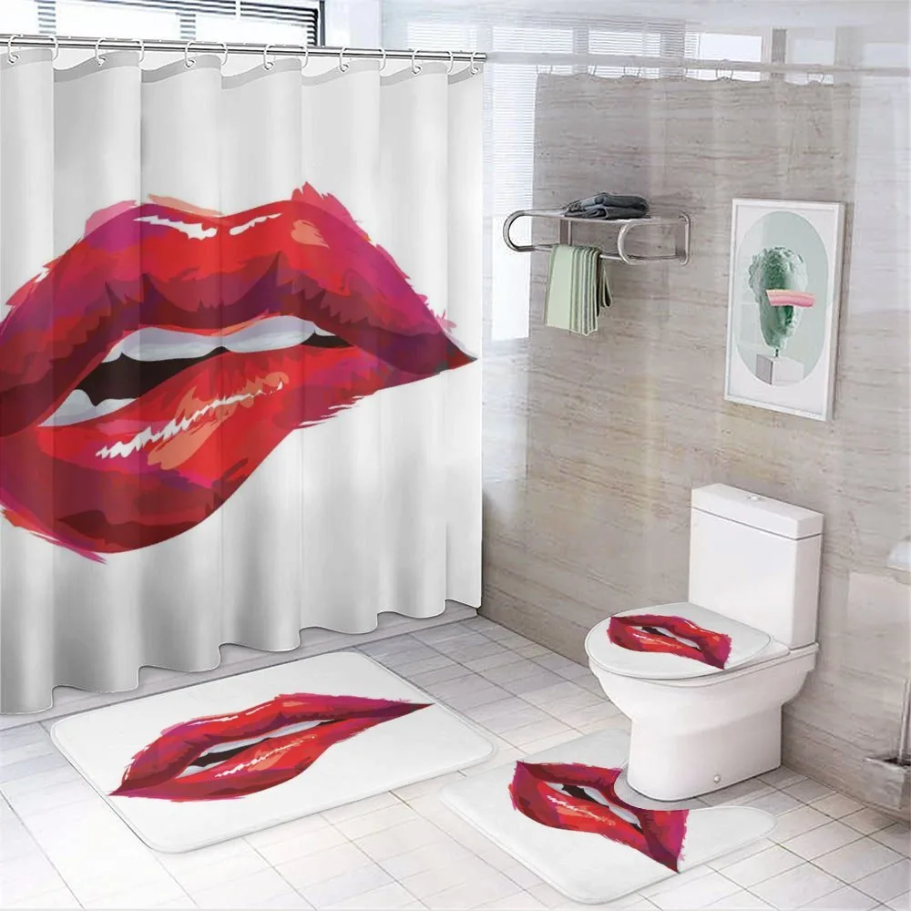 Woman Biting Lips — 4-Piece Bathroom Set preview