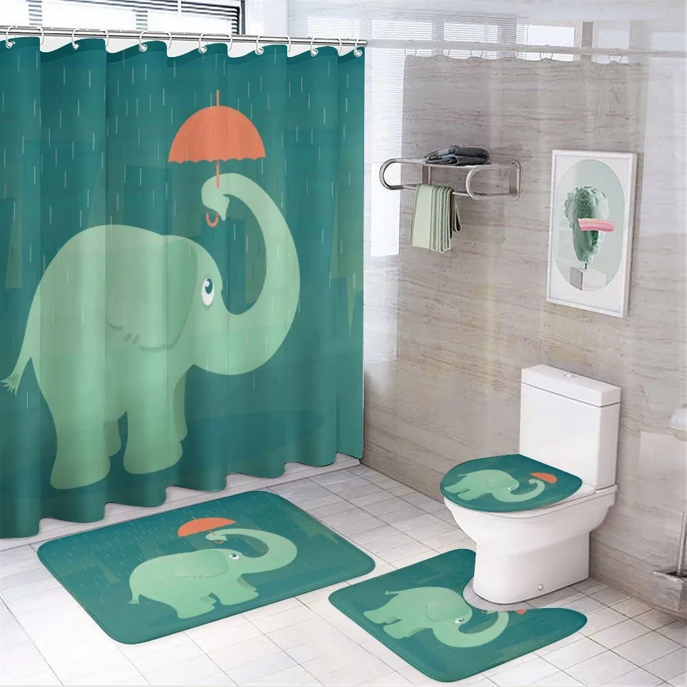 Elephant Holding Umbrella — 4-Piece Bathroom Set preview