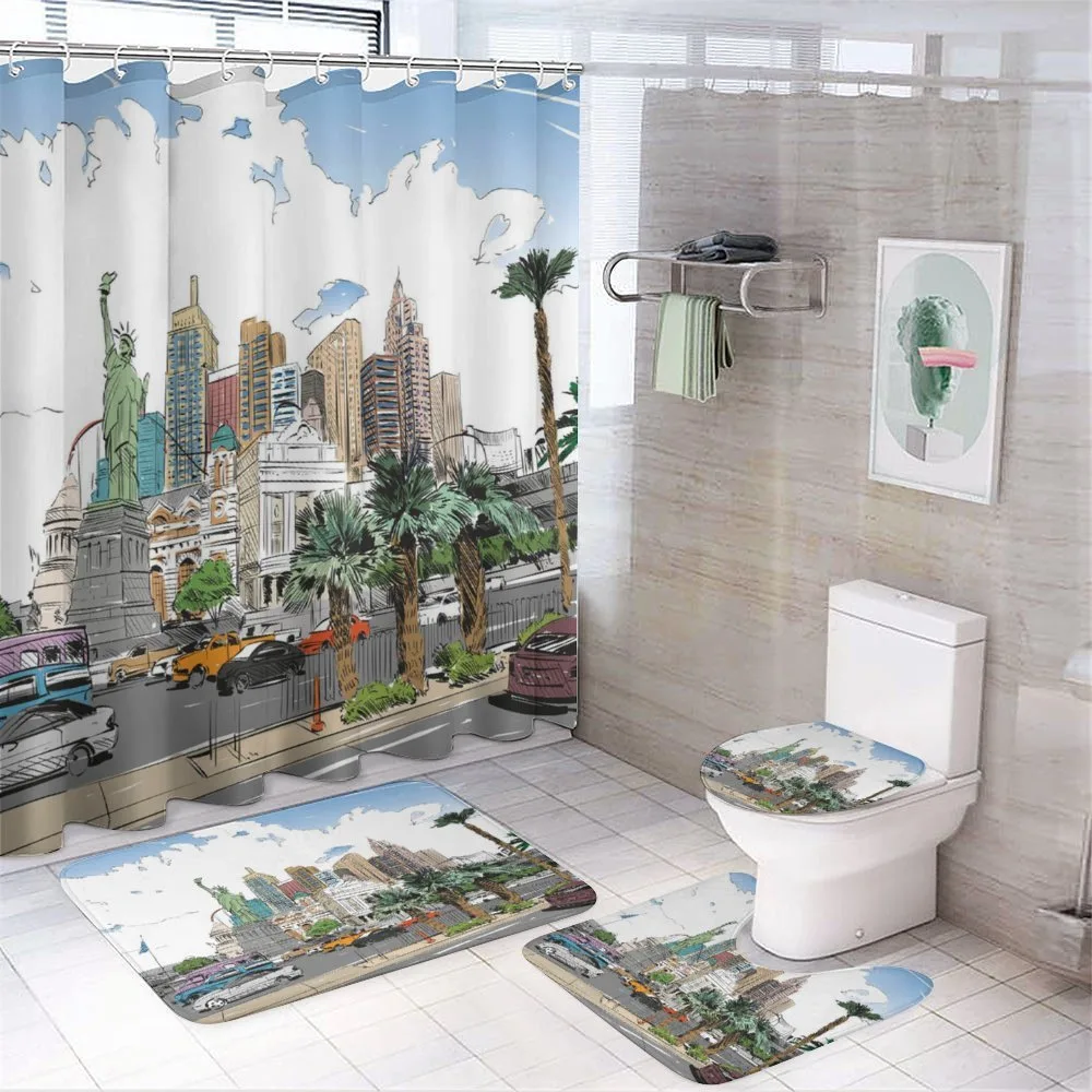 Las Vegas Street Sketchy 4-Piece Bathroom Set product video