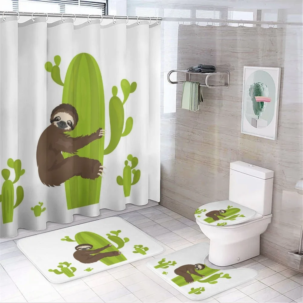 Lazy Hugging Cactus — 4-Piece Bathroom Set preview