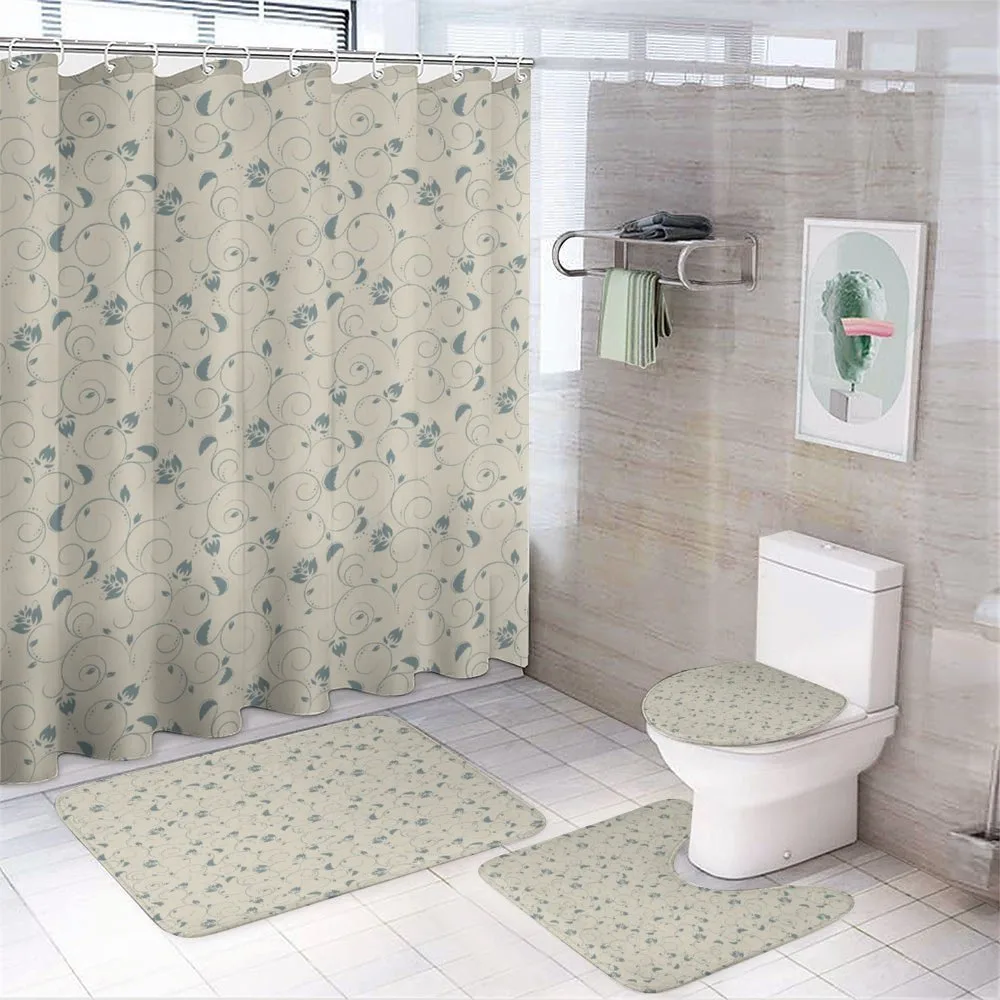 Leafy and Floral Curlicue — 4-Piece Bathroom Set preview