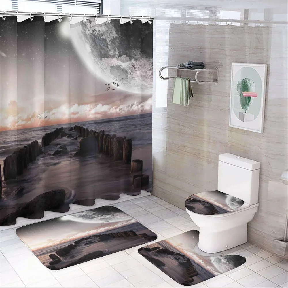 Old Pier Sea and Beach — 4-Piece Bathroom Set preview