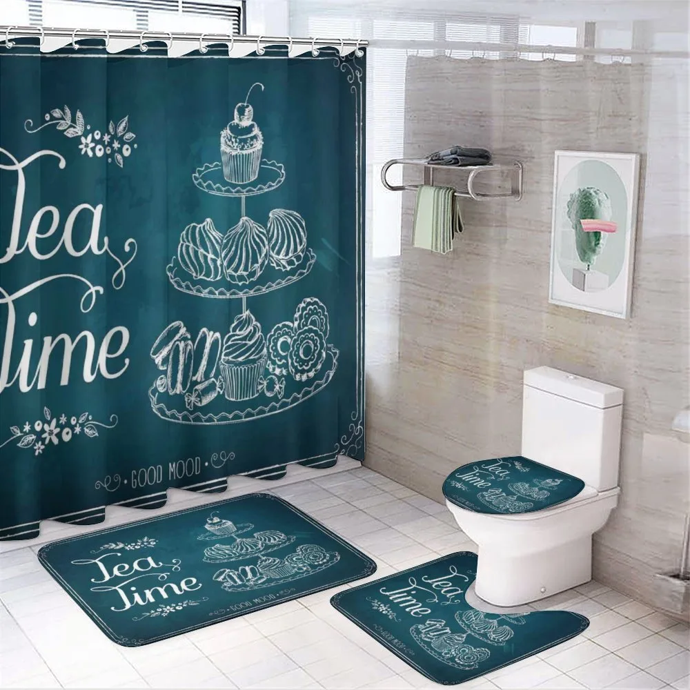 Pastries Bakery Drawing Art — 4-Piece Bathroom Set preview