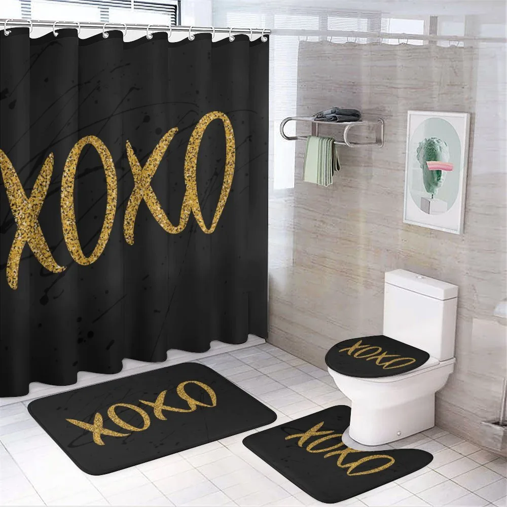 Romance Love Kisses Dark Print — 4-Piece Bathroom Set preview
