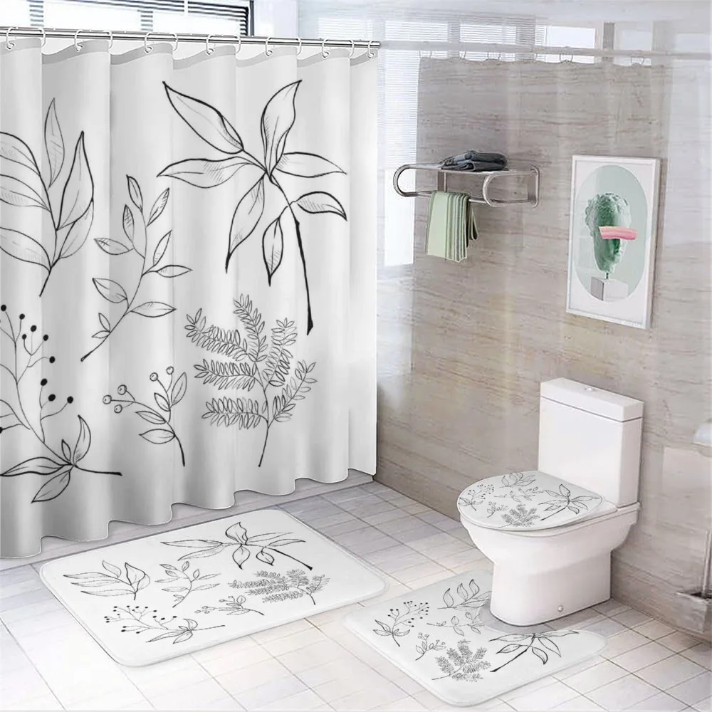 Sketched Botanical Theme — 4-Piece Bathroom Set preview