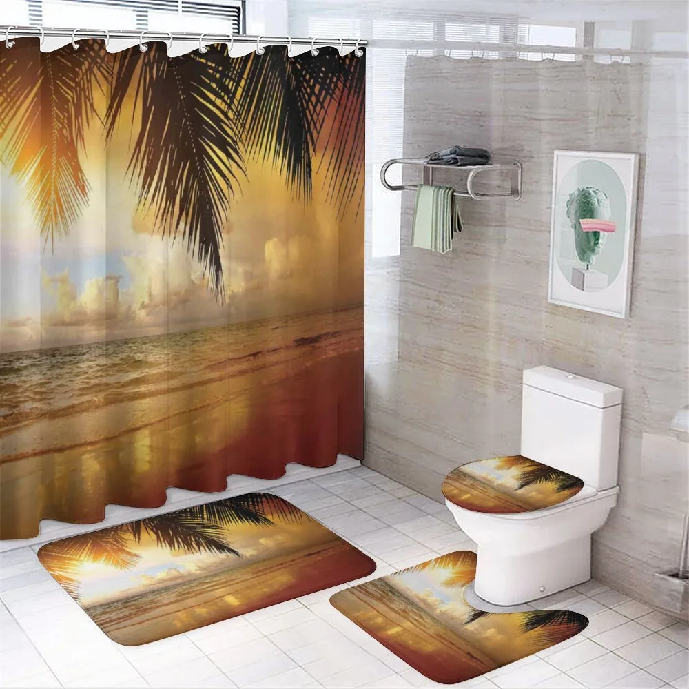 Sunset Caribbean Palms — 4-Piece Bathroom Set preview