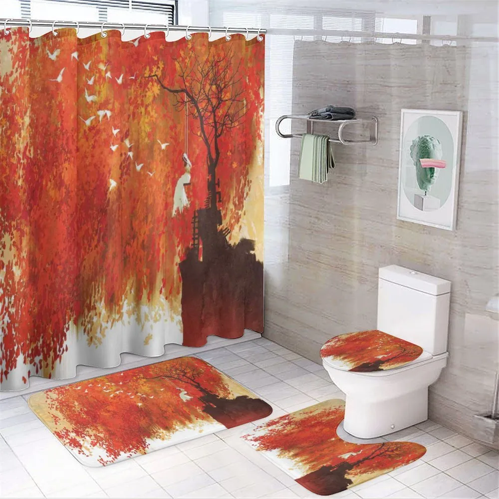 Woman in White on Swing — 4-Piece Bathroom Set preview