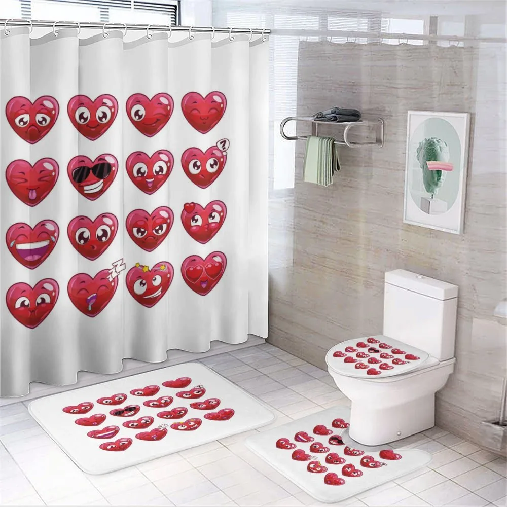 Abstract Cartoon Hearts — 4-Piece Bathroom Set preview