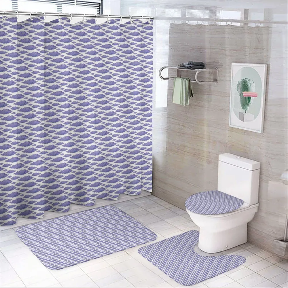Cartoon Curly Clouds — 4-Piece Bathroom Set preview