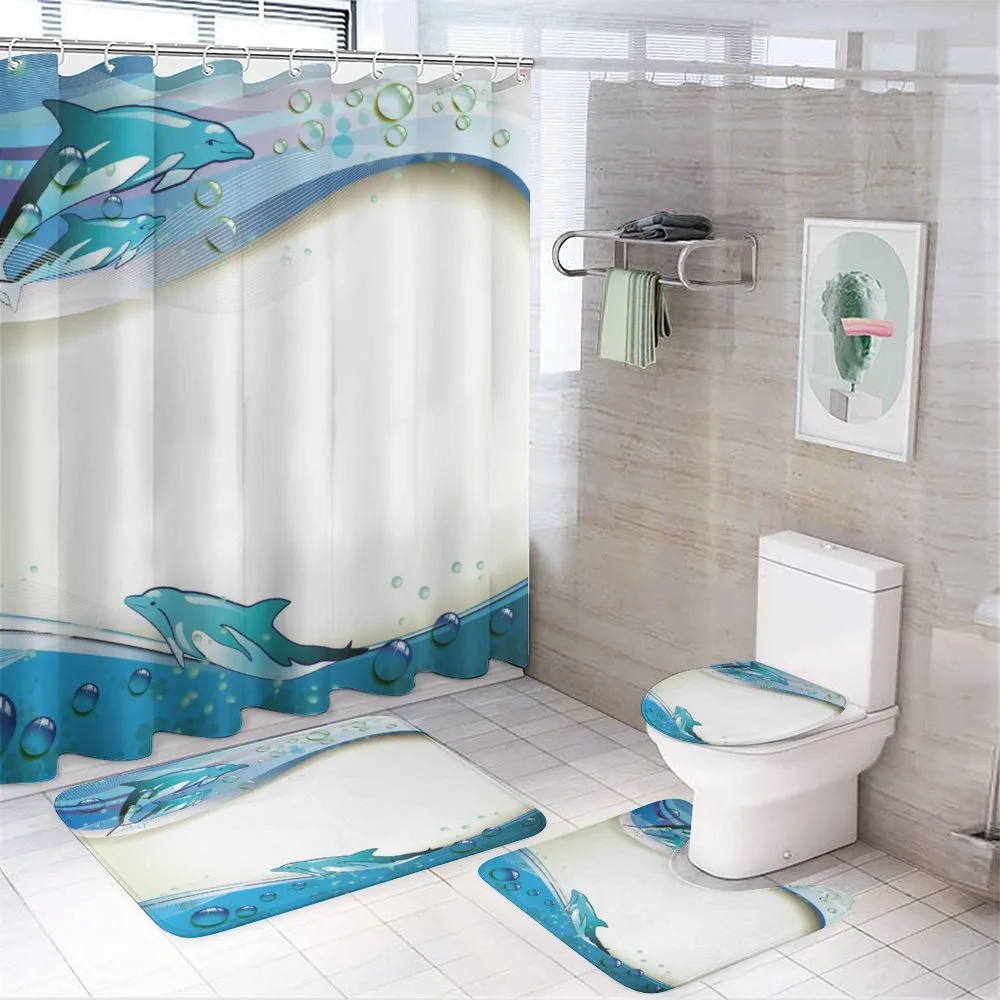 Dolphins Sea Waves Drops — 4-Piece Bathroom Set preview