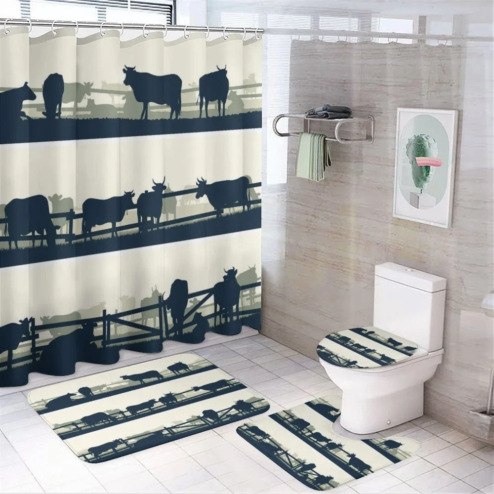 Farm Grazing Cows and Bulls — 4-Piece Bathroom Set preview