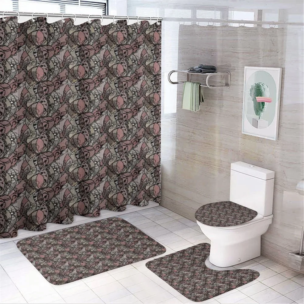 Black Lace Pattern — 4-Piece Bathroom Set preview