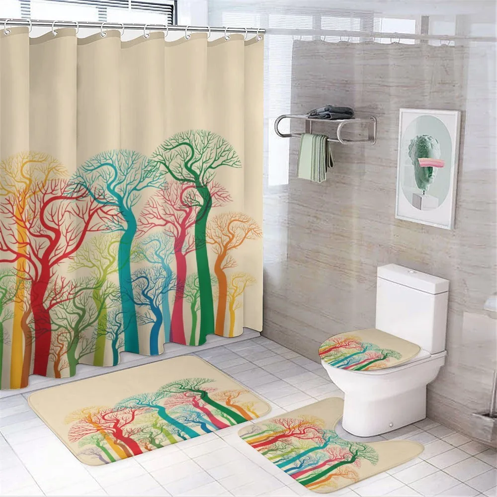 Colorful Abstract Trees — 4-Piece Bathroom Set preview