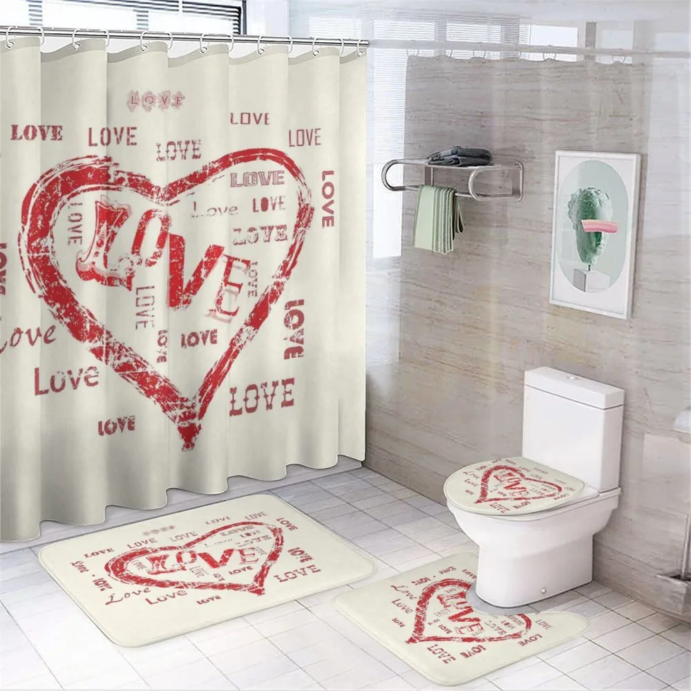 Colorful Heart Pattern — 4-Piece Bathroom Set preview