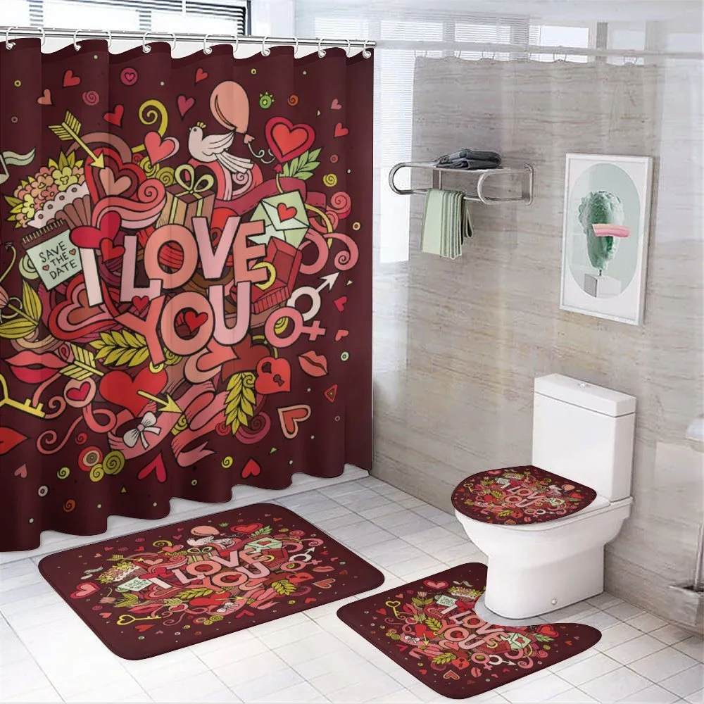 Funky Hearts Arrows — 4-Piece Bathroom Set preview