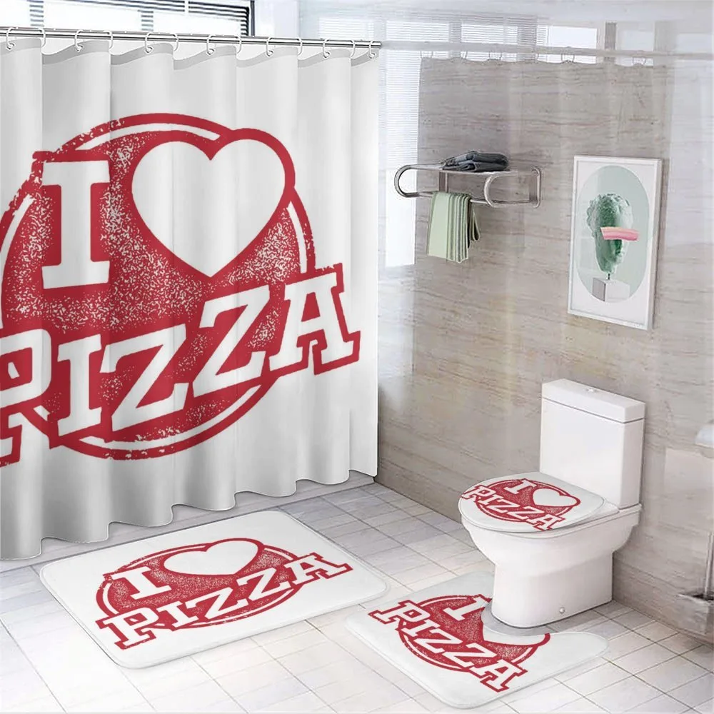 Grunge Love Pizza Lettering — 4-Piece Bathroom Set preview