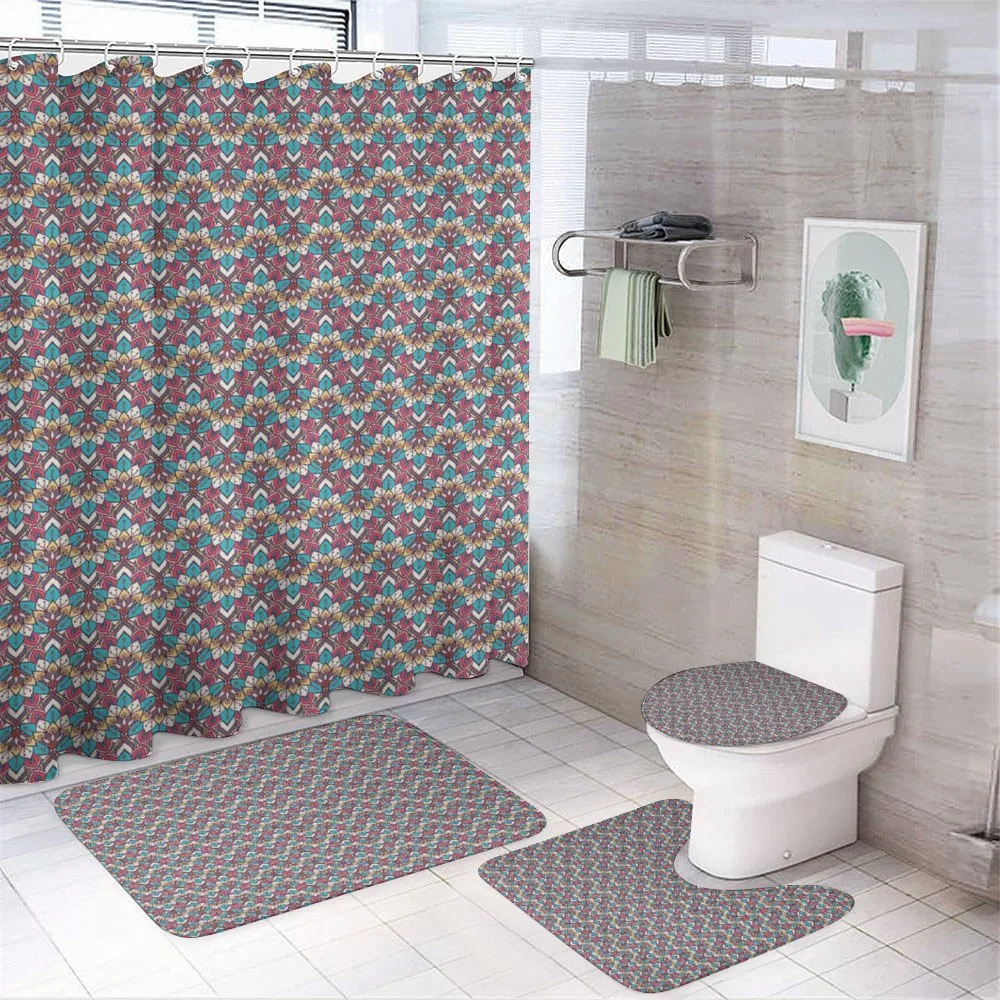 Oriental Pattern 4-Piece Bathroom Set product video