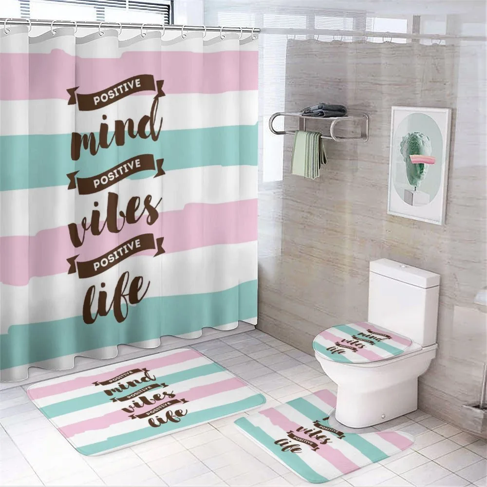 Positive Mind Vibes Life Art — 4-Piece Bathroom Set preview