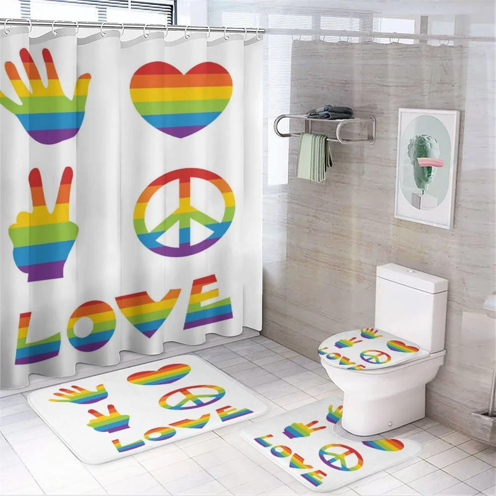 Rainbow Colors Peace and Love — 4-Piece Bathroom Set preview