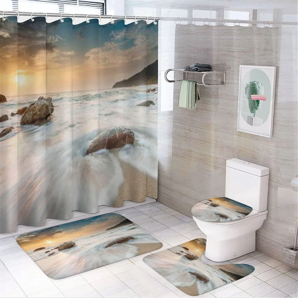 Beach and Horizon Sky — 4-Piece Bathroom Set preview
