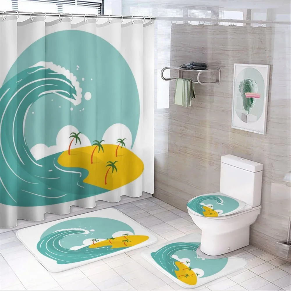 Big Wave and Palms — 4-Piece Bathroom Set preview