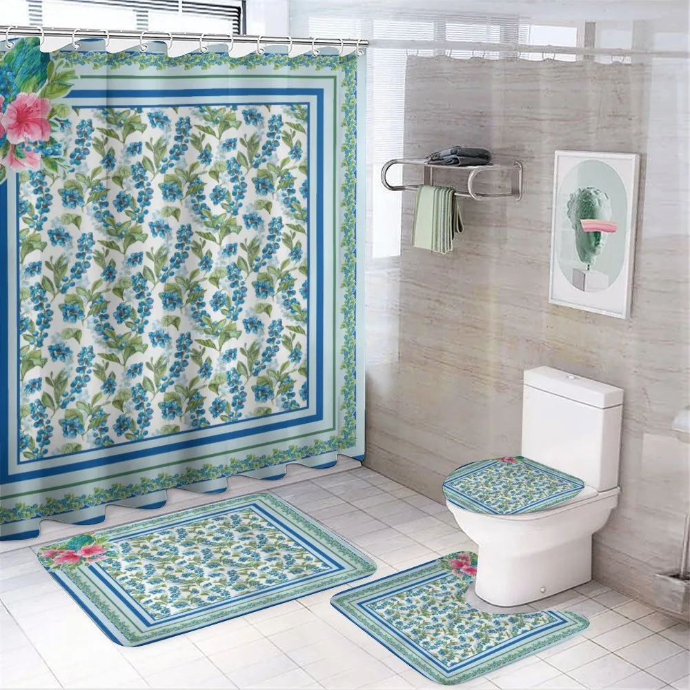 Blueberries and Exotic Bird Square — 4-Piece Bathroom Set preview